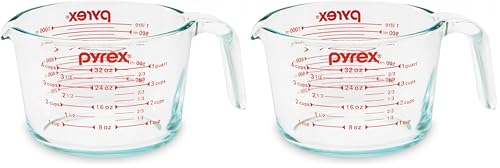 Pyrex 4-Cup Glass Measuring Cup For Baking and Cooking, Dishwasher, Freezer, Microwave, and Preheated Oven Safe, Essential Kitchen Tools (Pack of 2) - size: 4 Cup (Pack of 2)