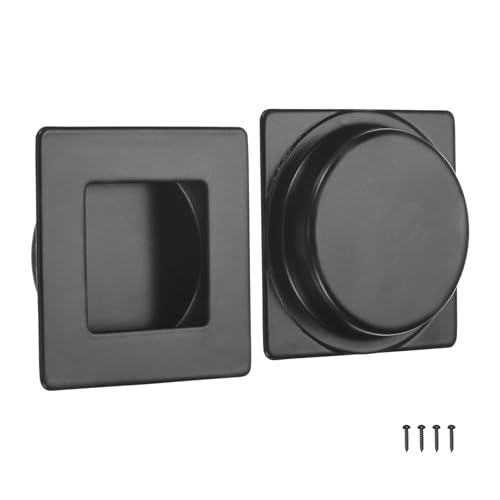 M METERXITY 2-Pack Recessed Finger Pulls, 2.75 Inch 304 Stainless Steel Sliding Closet Door Handles for Barn Door, Rectangular Flush Pulls Handles [Black] - color: Black
