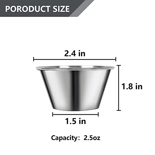 Artcome 55 Pack Stainless Steel Condiment Sauce Cups Great for Dipping and Portion Cups, 2.5 oz | stainless steel construction resists corrosion; portion cups suit BBQ dipping, household cooking, party use, food storage - size: 55pcs 2.5oz