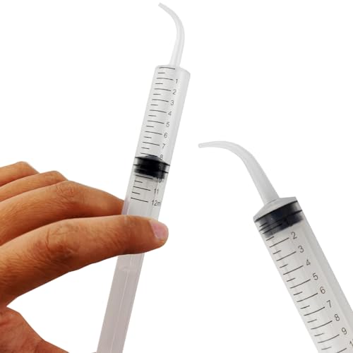 TIHOOD 15PCS 12ml/cc Plastic Syringes with Curved Tip, Disposable Irrigation Syringe Mouthwash Cleaner for Oral Care, Animal Feeding, with Measurement