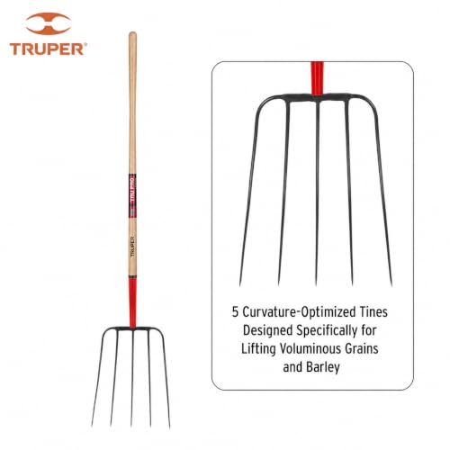 Truper 5-Tine Barley Fork with 48-Inch Ash Handle (Model 30325 / BPJ-5B) | Heavy-Duty Forged Steel Pitchfork for Handling Barley, Straw, Hay, and Agricultural Crops - size: 54-Inch, style: Tru Pro - Barley Fork 5-Tine