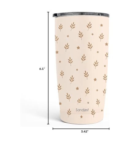 SANDJEST Botanical Tumbler 20oz, Stainless Steel Travel Cup with Lid, Insulated Coffee Mug, Botanical Gifts for Women Girls Friends Sisters on Birthday Christmas - color: Botanical 1