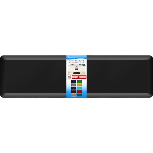 4/5 Inch Thick Kitchen Mat - Cushioned Anti Fatigue Mat for Kitchen Floor | Easy to Clean, Water Resistant, Non-Slip Thicker Rug, Standing Desk Mat for Sink, Office, Kitchen (30''x108'', Black) - color: Black, size: 108"L x 30"W x 0.8"Th