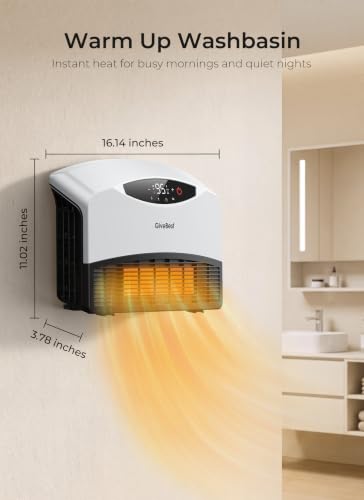 GiveBest 1500W Electric Wall Heater with WiFi & Remote Control | Wall-Mounted, Large Room Coverage, 3 Heating Modes, Fast Heating, Thermostat, 24 H Timer, Works with Alexa for Indoor Use - color: White