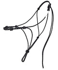 4 Knot Horse Rope Training Halter - 3/16" (5mm) Very Thin! Stiff Polyester Rope - color: Black with Beige, size: Standard