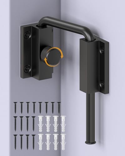 Sliding Door Loop Lock, Patio Door Latch, Black | Multi-Angle Mounting Security U-Bolt Locks with Locking Design for Barn Door, Closet, Window, Balcony, Aluminum Alloy - color: Black-1PC