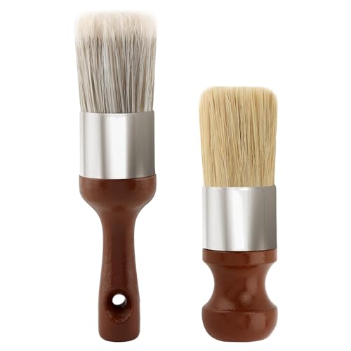 Leather Cleaning Brush 2 Pack Soft Bristle Wood Handle Car Sofa | Wooden handles for comfortable grip; gentle bristles won't scratch surfaces; dual sizes for large areas and tight spaces
