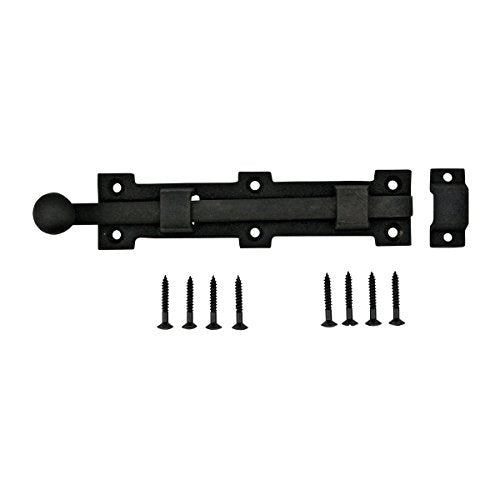 Renovators Supply Manufacturing Slide Bolt Latch 8 3/4 in. Black Wrought Iron Ball Tip Style Slide Bolt with Mounting Hardware - size: Pack of 1, style: 8.75 inch