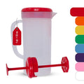 1 Quart Plastic Mixing Pitcher with Mixing Lid, BPA Free, Shatterproof Beverage Jug for Iced Tea, Lemonade, Juices, Milk – Leak-Proof, Easy Stirring, Dishwasher Safe | Red - color: Red, Mixing Pitcher w/ Opt. Lid