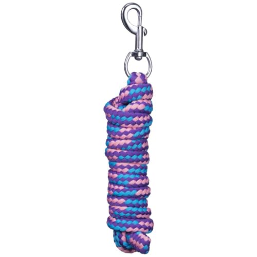 Tough 1 8' Braided Soft Poly Lead Rope - color: Purple/Turquoise/Pink