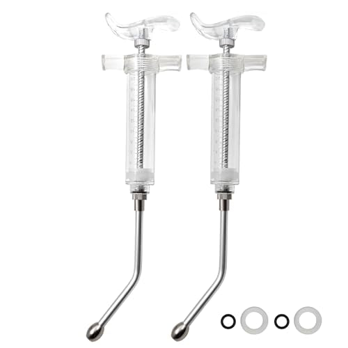 2 pcs Reusable Goats Syringe for Goat, 2 Drench Nozzle Adjustable Dosage Drench Gun Syringe for Sheep (Clear 20ML) - style: Clear
