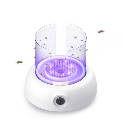 LFSYS Fruit Fly Traps for Indoors Gnat Trap Lamp, Double Side Sticky Paper 360° Attraction for Fruit Fly, Gnats 9 Refills + 1 Starter Kit (Dutch White) - style: 1 Device + 9 Refills