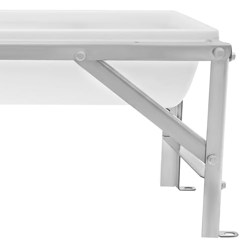 Livestock Feed Trough, 35L/9.25Gal Large Capacity Livestock Feeder with Triangular-Structure, Heavy Duty Metal Stand, Goat Water Trough for Sheep,Deer, Pigs, Horses, Cows, Lambs,Calves in Farm (White) - color: White