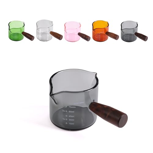 Handmade 3.5oz Espresso Shot Glass Double Spouts with American Walnut Handle (Smoke) - color: Smoke