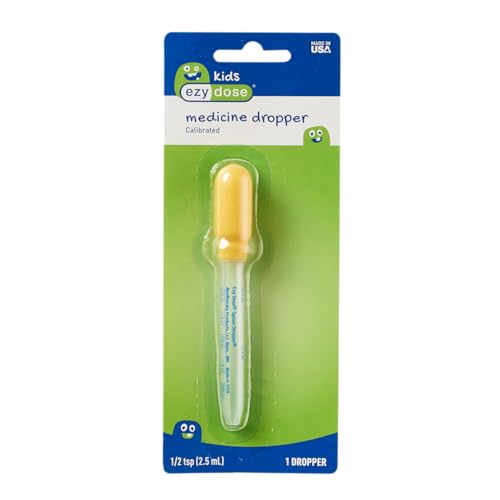 EZY DOSE Kids Oral Liquid Medicine Dropper, For Baby & Toddler, 2.5mL/0.5 TSP Capacity, Calibrated, Easy to Use with Precise Dosing, Color May Vary, BPA Free | Accurate Measurement Markings Support Precise Liquid Portions for Babies & Toddlers, Easy-Grip