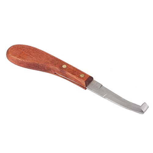 Hoof Knife for Horse Hoof Trimming 45 Steel Material Ergonomic Wooden Handle 22.5cm for Cattle Goat Sheep, Smooth Glide Dual Sided Reduces Hand Fatigue for Livestock