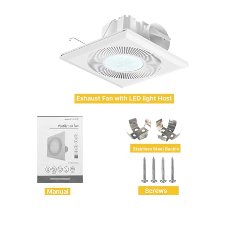 Bathroom Exhaust Fan with Light 165CFM Quiet 1.2 Sones | Bathroom Vent Fan with Light Ceiling Mount 3CCT 1400lm LED Light 9.84"x9.84" Ceiling Cutout for Bathroom Laundry - color: 6500k Ivory White