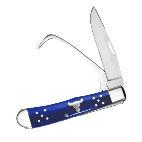 Farrier Knife - Stainless Steel Pocket Knife with Hoof Pick (Blue) - color: Blue