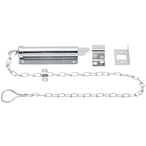 National Hardware Chain Bolt, 6 in, Steel, Zinc Plated | Cold-Rolled Steel Security Latch for In-Swinging Doors; Right or Left Hand Mounting, Screws Included