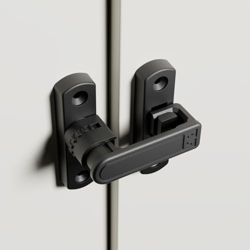 Height-Adjustable Flip Latch Lock 90/180 Degree Sliding/Swinging Door Lock Latch Bolt for Barn Garage Garden Fence Gate Shed Window Cabinet Patio Screen French Door Upgraded (Black) - color: Black