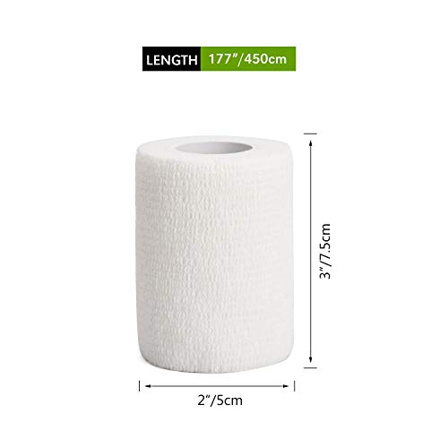 TOBWOLF 12PCS Self Adhering Bandage, 3" x5yd Cohesive Elastic Bandage Wrap | Breathable & Non-Woven Fabric, Elastic Bandage Tape, Protective Vet Wrap for Outdoor Hunting Rifle Knife Handles - size: 3" x 5yd