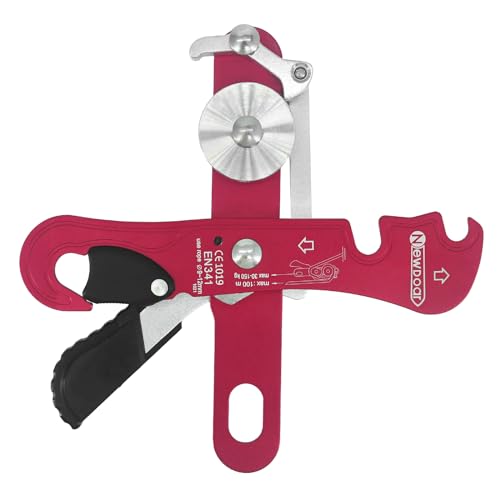 NewDoar Climbing Stop Descender Rappelling Belay for Ropes 10-12mm The Novices for Rescue & Arborist CE Certification - color: red