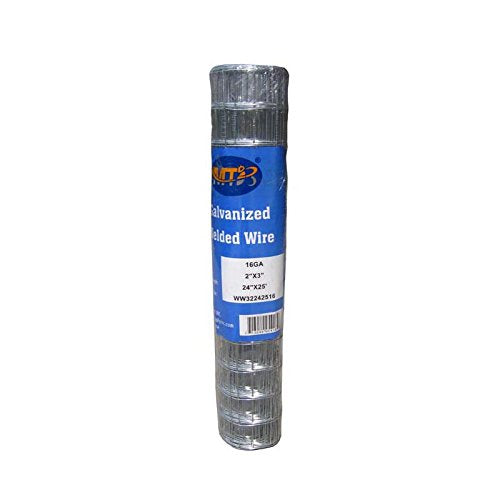 16GA Galvanized 24in x 25ft-3in x 2in Welded Wire Mesh Garden Economy Fence - color: galvanized silver, size: 24"x25'-2"x3" 16GA