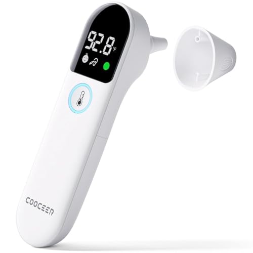 Digital Thermometer for Adults and Kids: Accurate Ear and Forehead Temperature Readings - Fever Alarm - Touchless Ideal for Babies Toddlers Infants Sensiors - Large LED Display - Home Use