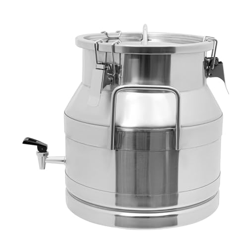 Stainless Steel Milk Can, 20 Liter Seamless Milk Jug Wine Pail Bucket with Spigot 5.28 Gallon Anti-Leak Liquid Storage Container Milk Pail with Sealed Lid Heavy Duty (20L with Spigot) - size: 20L with Spigot