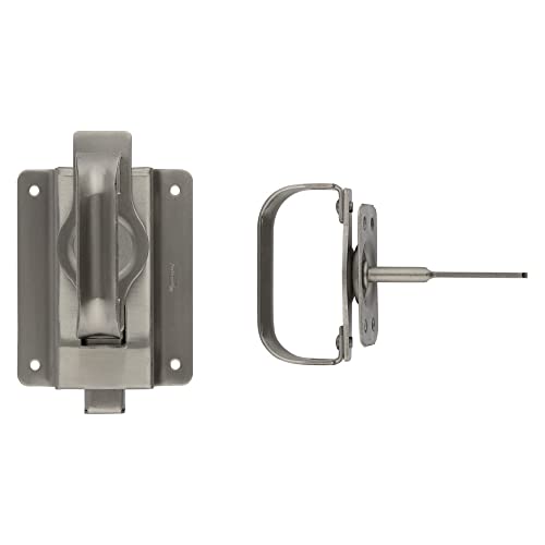 National Hardware Heavy Duty Swinging Door Latch, Stainless Steel | Auto-Locking and Padlock Ready; WeatherGuard Finish for Shed, Barn and Outbuilding Doors, Rust-Free Build