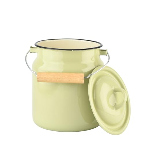 HOMEHUT Pistachio Vintage Enamel Milk Can with Lid – Rustic Farmhouse Kitchen Décor and Food-Safe Storage Container, Durable Enamelware, Country-Style Decorative Milk Jug, 3.5-qt. (3.3 L) - color: Pistachio