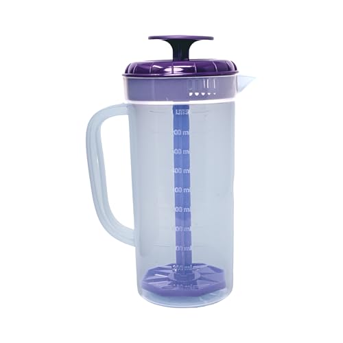 1 Quart Plastic Mixing Pitcher with Mixing Lid, BPA Free, Shatterproof Beverage Jug for Iced Tea, Lemonade, Juices, Milk – Leak-Proof, Easy Stirring, Dishwasher Safe | Purple - color: Purple, 1qt Mixing Pitcher