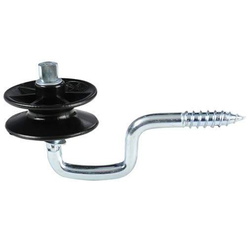 Premier 1 Rotating Wood Post Insulators for Electric Fence | Package of 10 | Allows conductors to flow around corners as tension changes. 2" zinc-plated shaft. Screws to wood posts or trees. Black HDPE.