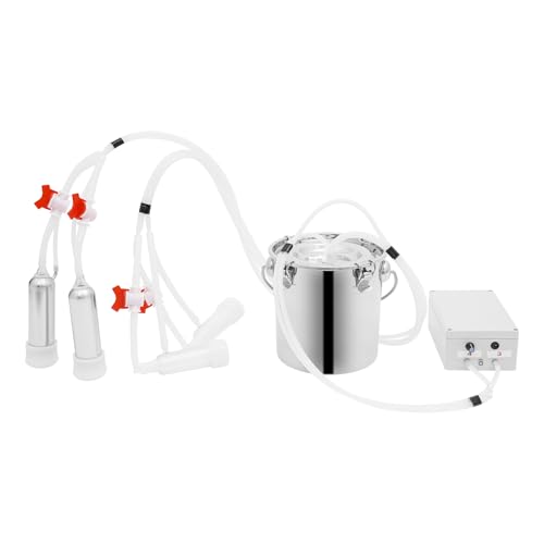 Electric Cow Milking Machine, 10L Pulsation Vacuum Pump Milker Portable Milking Machine Adjustable Pressure with Milk Bucket Brush and Milk Tube Brush for Cows Goats and is Appropriate (5L) - style: 5L