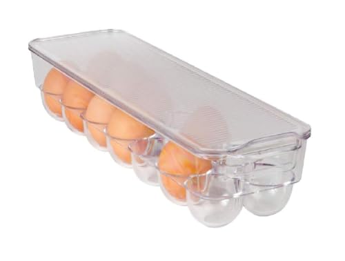 Dial Industries Fridge Egg Storage Holder, 14 Egg Container with Lid | Keeps eggs upright and easy to see, container top allows stacking, protects against spills, fits refrigerator door or shelf