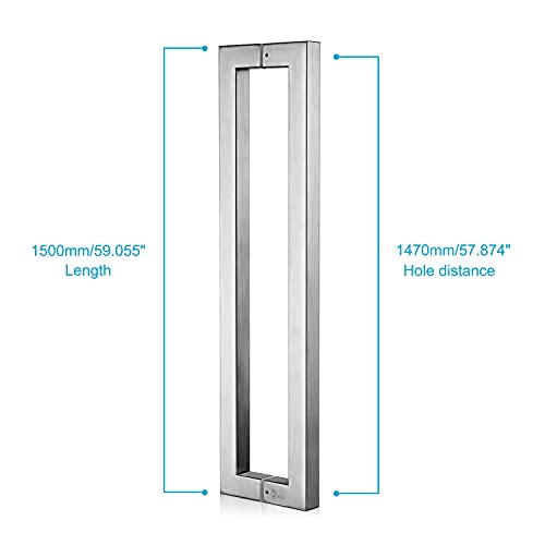 TOGU TG-R3030 1500mm / 60 inches Push-Pull Stainless-Steel Door Handle for Entrance/Entry/Shower/Glass/Shop/Store, Interior/Exterior Barn & Gates - Brushed Stainless Steel Finish