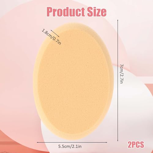 2 Pack Oval Puff Egg Foundation Sponge Oval Makeup Sponges Professional Makeup Sponge for Eye Foundation Blush Application Forehead Cheeks, Dry and Wet (Skin Tone and Pink)