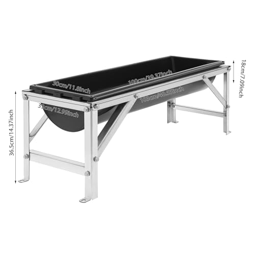 Livestock Feed Trough, 35L/9.25Gal Large Capacity Livestock Feeder with Triangular-Structure, Heavy Duty Metal Stand, Goat Water Trough for Sheep,Deer, Pigs, Horses, Cows, Lambs,Calves in Farm (Black) - color: Black
