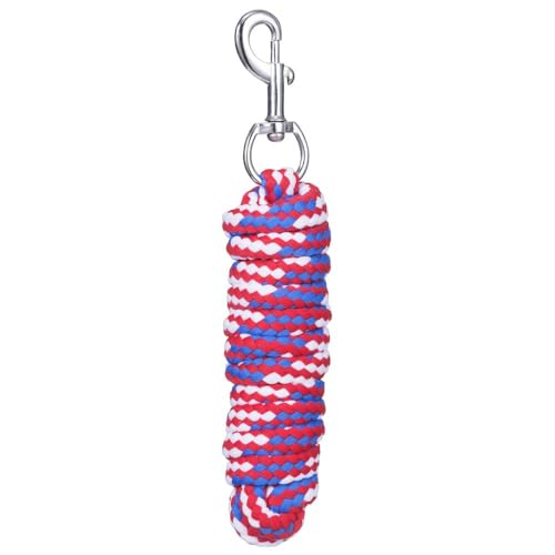 Tough 1 8' Braided Soft Poly Lead Rope - color: Red/White/Blue