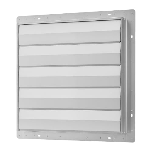 VEVOR 24 Inch Shutter Exhaust Fan Wall Mounted Automatic Louvers Silver, Sturdy Steel Housing, Low Noise, AC Motor, 7030 CFM Ventilation and Cooling for Attic, Garage, Barn, Greenhouse, Workshop | Wall Mounted Attic Fan Automatic Shutter, AC Motor, Heavy-