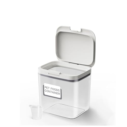 LivLab Mker 5-10 lb Airtight Dog Food Storage Container, White | Large airtight bin with pop-lock lid and clear body; stores 5-10 lb of dry dog food, cat treats, rice, or flour. - color: (D981)-4.5L
