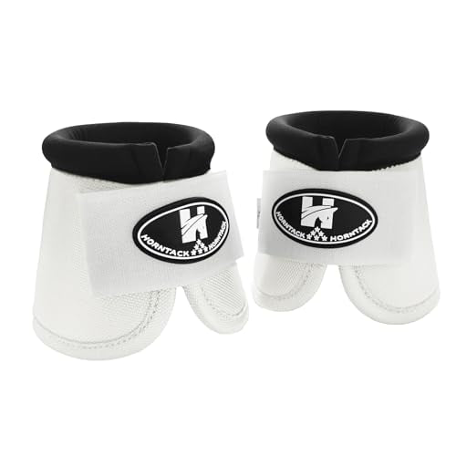 Horse Bell Boots for Outdoor Sports(White, L) | Comfortable fit, prevents sprains, convenient hook and loop design, durable outdoor protection - color: White, size: L