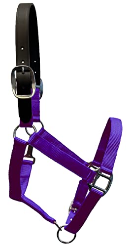 Break Away Adjustable Leather Pony Nylon Halter - color: Purple