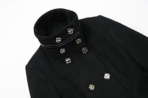 Women's Charming Long Wool Trench Coat Winter Double Breasted Classic Thick Jacket - color: Black-stand Collar-b Style, size: 6