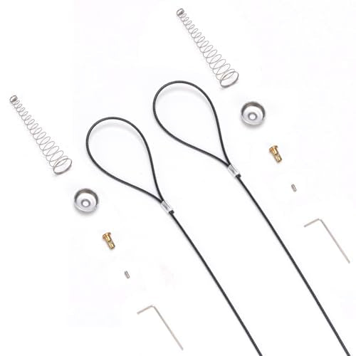 Gate Latch Cable Pull with Spring, Metal Gate Opener String Adjustable from 2”to 6” Thick Gate, Stainless Steel Gate Latch Pull for Outdoor Wood and Vinyl Gates, 2 Pack