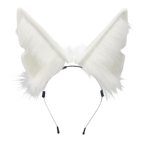 Handmade Wolf Ears Headband Fox Ear Hairband Wolf Cosplay Props - color: White