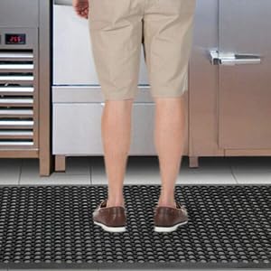 Anti-Fatigue Rubber Floor Mat - NANBOWANG Commercial Grade Grease Resistant Non-Slip Recycle Tyre Floor Mats for Restaurant Kitchen Bar Garden Outdoor Wet Area(24"X36") - size: 24"x36"