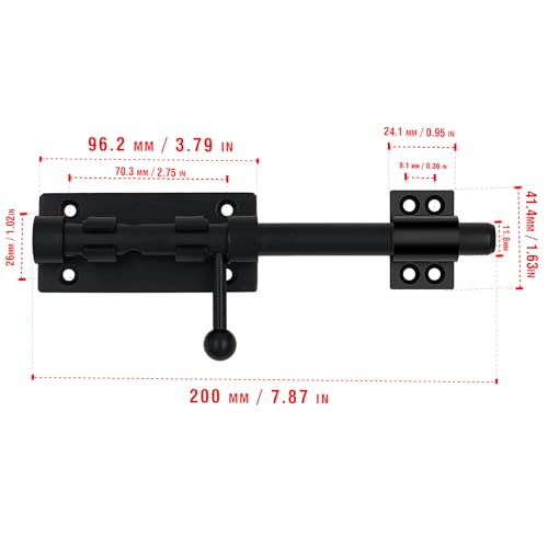 Slide Bolt Gate Latch, 7.8 Inch Heavy Duty Solid Stainless Steel Bolts Latches,for Fence, Yard Doors, Garages, Bedrooms, Cupboards and Window (2 Pack, Black) - color: 7.8" Slide Latch - 2 Pack