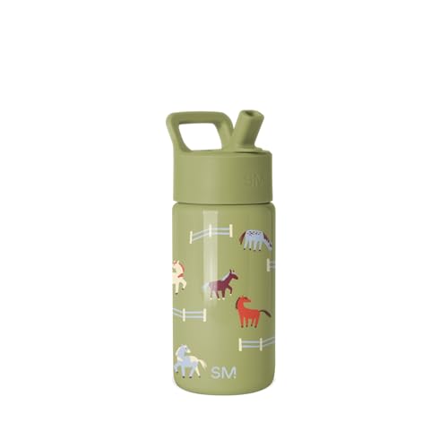 Simple Modern Kids Water Bottle & Toddler Cup | 14oz | Horses | Insulated Stainless Steel Toddler Water Bottle, Kids Tumbler with Straw | Spill Proof for School, Girls, Boys | Horse Field - color: -Horse Field, size: 14 Ounces