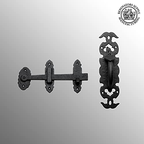 Renovators Supply Manufacturing Black Iron Thumb Gate Latch Rustic Antique Design Fence Door Lock with Hardware